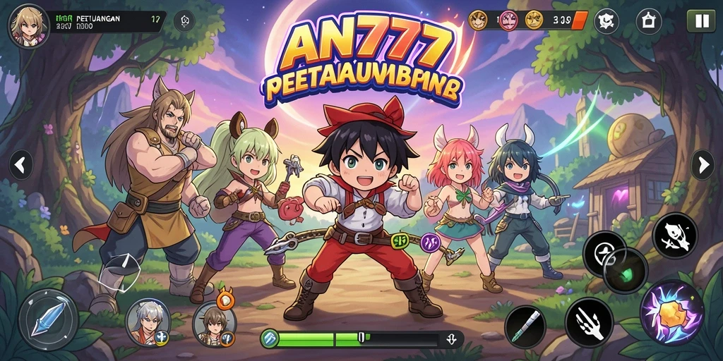 Tangkapan layar gameplay AN777 yang memukau dengan karakter Anime.
