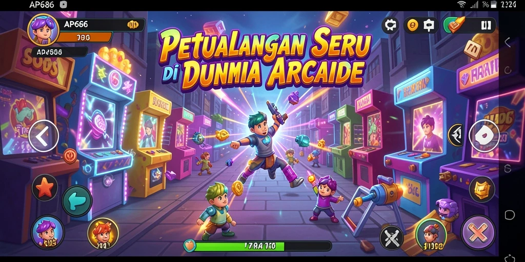Tampilan menarik gameplay AP686 dalam suasana Arcade yang seru.
