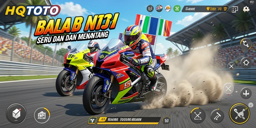 Gameplay HQTOTO yang intens dan mendebarkan di trek balap motor.